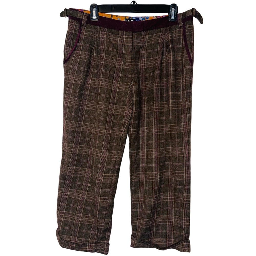 Vintage Dolce & Gabbana Cropped Wide Leg Pants Wool Plaid